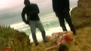 Blonde girl violently gang-raped in beach